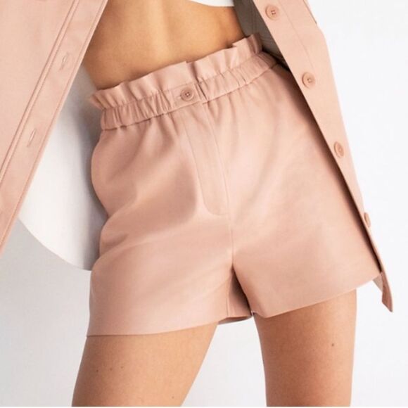Wilfred Pants - Wilfred By Aritzia Speechless‎ High Waisted Tuscany Rose Vegan Leather Shorts 2